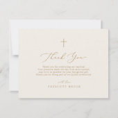 Delikate Goldcreme 3 Foto Boho Cross Taufe Dankeskarte (Rückseite)