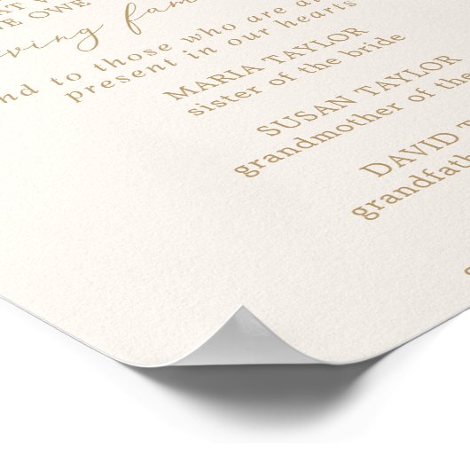 Delikate Goldcreme-Generationen von Liebe Memorial Poster (Ecke)