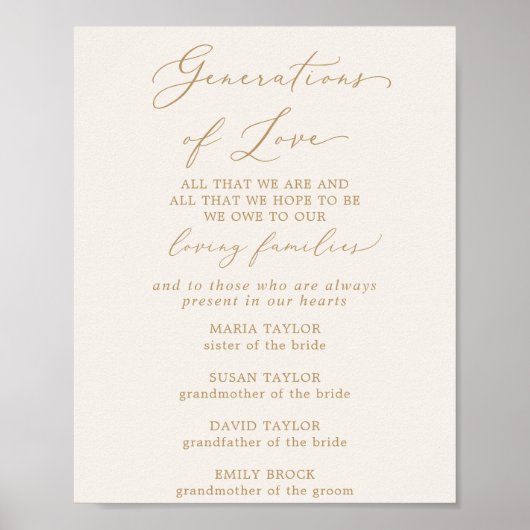 Delikate Goldcreme-Generationen von Liebe Memorial Poster (Vorne)