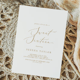 Delikate Goldkalligrafie 16 . Geburtstag Geburtsta Einladung