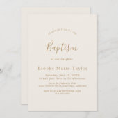 Delikate Goldkalligrafie Creme Taufe Einladung (Vorne/Hinten)