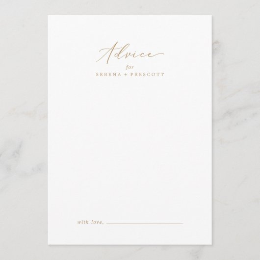 Delikate Goldkalligrafie-Hochzeit Hinweiskarte (Vorderseite)