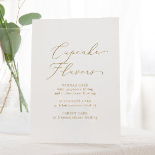 Delikate Goldkalligrafie Hochzeitskuchen Aromen Sockelschild
