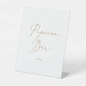 Delikate Goldkalligrafie Hochzeitspopcorn-Bar Sockelschild (Vorderseite)