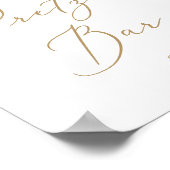 Delikate Goldkalligrafie Hochzeitsweich-Bar Poster (Ecke)