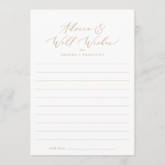 Delikate Goldkalligrafie mit Brunnen verbunden Wün Hinweiskarte (Vorderseite)