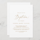 Delikate Goldkalligrafie-Taufe Einladung (Vorne/Hinten)