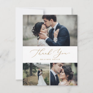 Delikate Goldkalligraphie 3 FotoCollage Dankeskarte