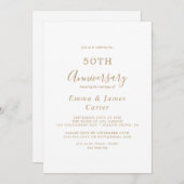 Delikate Goldkalligraphie 50. Hochzeitstag Einladung (Vorne/Hinten)