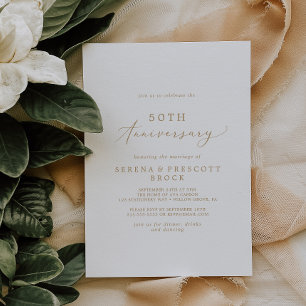 Delikate Goldkalligraphie 50. Hochzeitstag Einladung