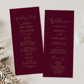 Delikate Goldkalligraphie | Burgundy Wedding Programm