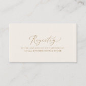 Delikate Goldkalligraphie | Cream Gift Registry Begleitkarte (Vorderseite)
