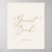 Delikate Goldkalligraphie | Cream Guest Book Poster (Vorne)