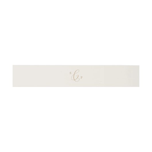 Delikate Goldkalligraphie | Cream Monogram Wedding Einladungsbanderole (Flach)