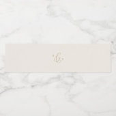 Delikate Goldkalligraphie | Cream Monogram Wedding Wasserflaschenetikett (Einzelnes Label)