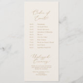 Delikate Goldkalligraphie | Cream Page 2 Wedding Programm (Vorderseite)