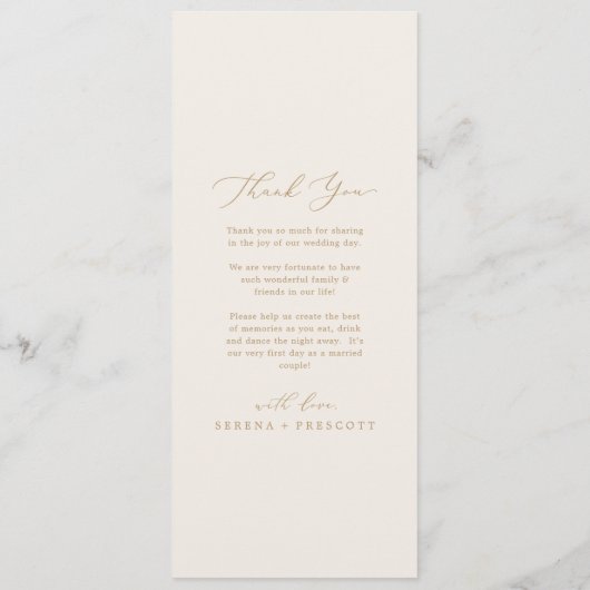 Delikate Goldkalligraphie | Cream Page 2 Wedding Programm (Rückseite)