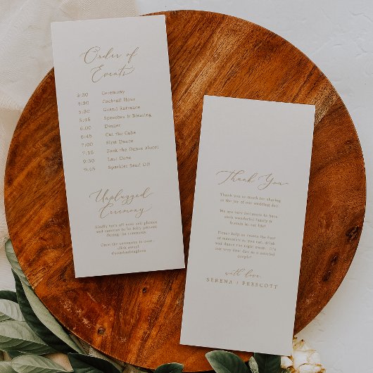 Delikate Goldkalligraphie | Cream Page 2 Wedding Programm