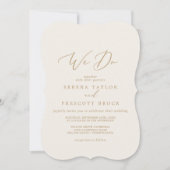 Delikate Goldkalligraphie | Cream We Do Wedding Einladung (Vorderseite)