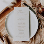 Delikate Goldkalligraphie | Cream Wedding Menu Menükarte<br><div class="desc">Diese delikate Goldkalligraphie-Creme-Hochzeitskarte ist perfekt für eine moderne Hochzeit. Das romantische minimalistische Design besticht durch eine hübsche und elegante Champagner-goldgelbe Typografie auf Elfenbein-Creme-Hintergrund mit einem klaren und schlichten Look. Diese Speisekarte kann für Hochzeitsfeiern,  Proben oder jede Veranstaltung verwendet werden.</div>