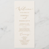 Delikate Goldkalligraphie | Cream Wedding Party Programm (Vorderseite)
