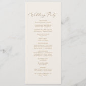 Delikate Goldkalligraphie | Cream Wedding Party Programm (Rückseite)