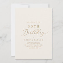 Delikate Goldkalligraphie | Creme 30. Geburtstag