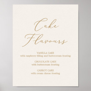 Delikate Goldkalligraphie Creme Cake Flavours Poster
