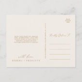 Delikate Goldkalligraphie | Creme dank Postcard Postkarte (Rückseite)