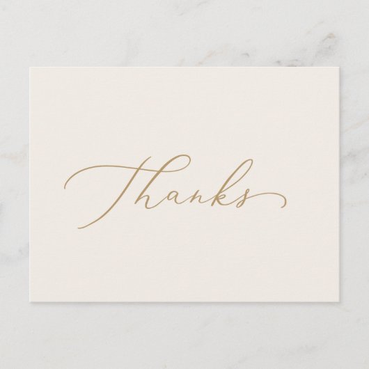 Delikate Goldkalligraphie | Creme dank Postcard Postkarte (Vorderseite)