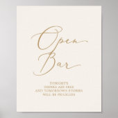 Delikate Goldkalligraphie | Creme Open Bar Poster (Vorne)