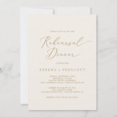 Delikate Goldkalligraphie | Creme Probe Abendessen Einladung (Vorderseite)