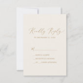 Delikate Goldkalligraphie | Creme Simple RSVP Card (Vorderseite)