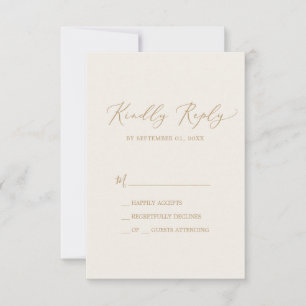 Delikate Goldkalligraphie   Creme Simple RSVP Card Karte