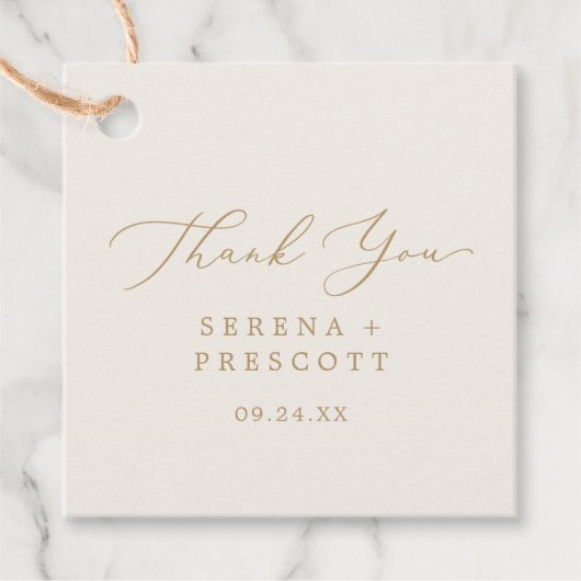 Delikate Goldkalligraphie | Creme Vielen Dank Geschenkanhänger (Vorderseite)