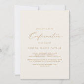 Delikate Goldkalligraphie | Cremebestätigung Einladung (Vorderseite)