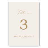 Delikate Goldkalligraphie | Cremetisch Nr. Tischnummer (Rückseite)