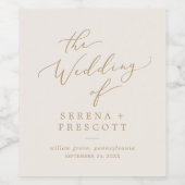 Delikate Goldkalligraphie | CremeWedding Weinetikett (Einzelnes Label)