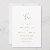 Delikate Goldkalligraphie Formal Monogram Wedding Einladung (Vorderseite)