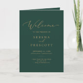 Delikate Goldkalligraphie | Gedeckte Hochzeit Programm (Vorderseite)