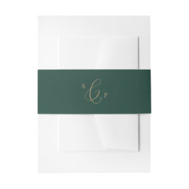 Delikate Goldkalligraphie | Green Monogram Wedding Einladungsbanderole