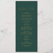 Delikate Goldkalligraphie | Grüne Hochzeiten Programm (Rückseite)