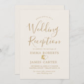 Delikate Goldkalligraphie Hochzeitsempfang Einladung (Vorne/Hinten)