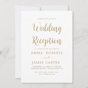 Delikate Goldkalligraphie Hochzeitsempfang Einladung