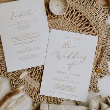 Delikate Goldkalligraphie in einer Hochzeit