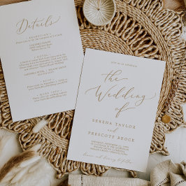Delikate Goldkalligraphie in einer Hochzeit Einladung