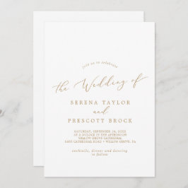 Delikate Goldkalligraphie-Monogram-Back-Hochzeit Einladung