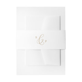 Delikate Goldkalligraphie-Monogramm-Hochzeit Einladungsbanderole
