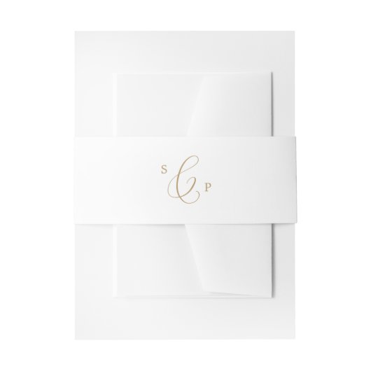 Delikate Goldkalligraphie-Monogramm-Hochzeit Einladungsbanderole (Vorderseite Beispiel)