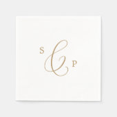Delikate Goldkalligraphie-Monogramm-Hochzeit Serviette (Vorderseite)